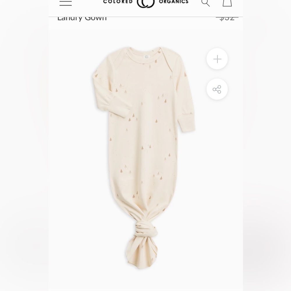EUC Colored Organics forest baby gown